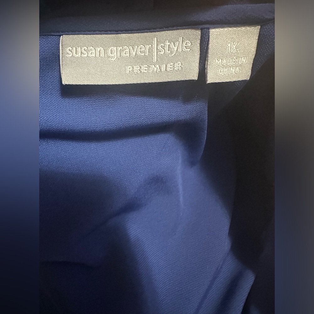 Susan Gravier Premier Blue Sheer Lightweight Cardigan Open Front Sz 1X - Picture 5 of 7